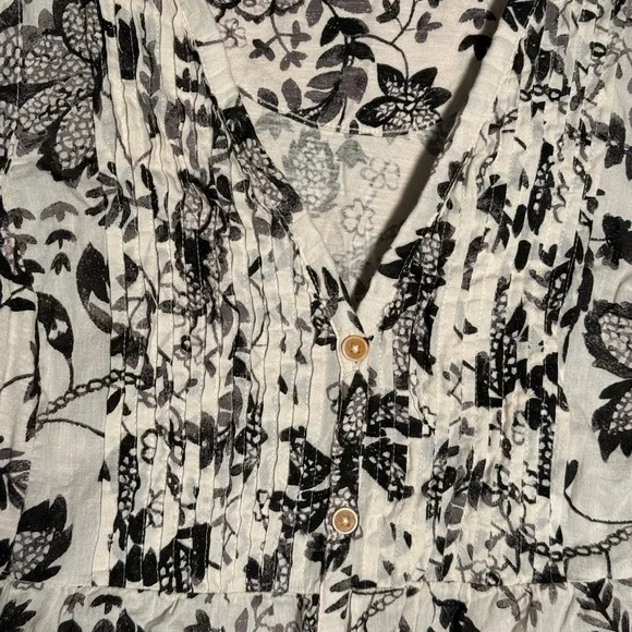 Anthropologie Black Floral Print Blouse - Picture 5 of 7